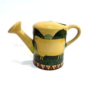 Vintage Primitive Country Decorative Ceramic Sheep Watering Can